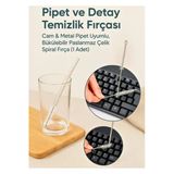 Pipet Ve Detay Temizlik Fırçası – Cam & Metal Pipet Uyumlu, Bükülebilir Paslanmaz Çelik Spiral Fırça