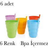 Pipetli Bardak Bpa Içermez Pipetli Bardak Meşrubat Bardağı - Çok Renkli