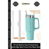 #Pipetseti Termos Bardak Ekolojik 31 Cm Ekstra Uzun Paslanmaz Çelik Eğri Düz Fırça 3'Lü Pipet Seti