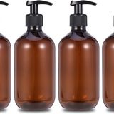 PIQIUQIU 4 adet 500 ml sıvı sabunluk pompalı plastik, losyon dispenseri, boş şişe, siyah losyon pompalı, losyon, duş jeli, el sabunu için dağıtıcı