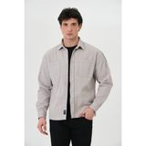 Pique 26EG1005 Erkek Gömlek Çıtçıt Kapamalı Oversize Erkek Gömlek - Açık Gri
