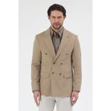 Pique Erkek Bej Kruvaze Sivri Yaka Esnek Poliviskon Kumaşlı Slim Fit Spor Blazer Ceket Bej 46