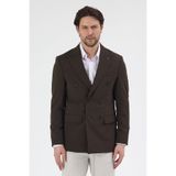 Pique Erkek Haki Kruvaze Sivri Yaka Esnek Poliviskon Kumaşlı Slim Fit Spor Blazer Ceket Haki 54