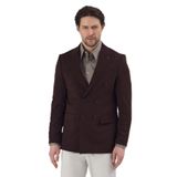 Pique Erkek Kahve Kruvaze Sivri Yaka Esnek Poliviskon Kumaşlı Slim Fit Spor Blazer Ceket Kahverengi 48