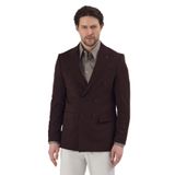 Pique Erkek Kahve Kruvaze Sivri Yaka Esnek Poliviskon Kumaşlı Slim Fit Spor Blazer Ceket Kahverengi 52