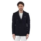 Pique Erkek Siyah Kruvaze Sivri Yaka Esnek Poliviskon Kumaşlı Slim Fit Spor Blazer Ceket Siyah 46