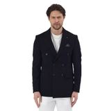 Pique Erkek Siyah Kruvaze Sivri Yaka Esnek Poliviskon Kumaşlı Slim Fit Spor Blazer Ceket Siyah 54