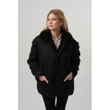 Pique JEAN KADIN MONT Peluş Astarlı Kadın Oversize Süet Mont ( Büyük Kalıp ) - Siyah