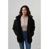 Pique JEAN1 KADIN MONT Peluş Astarlı Kadın Oversize Süet Mont ( Büyük kalıp ) - Siyah