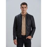 Pique JIMMY27 Erkek Mont Suni Deri Mont - Siyah - 2XL