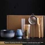 Pirae Coffee Co. Matcha Çay Hazırlama Seti - Mavi - Beyaz