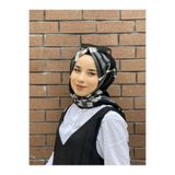 PİRAMİT EKOSE KARELİ ŞAL SİYAH KREM