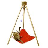 Piramit Kedi Yatağı Hamağı Evi Ahşap Tripod Evcil Hayvan Hamak Salıncak Köpek Yatağı Kedi Tırmalama