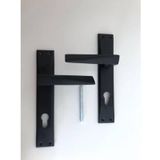 Piramit Mat Siyah Aynalı Çelik Kapı Kolu Daire Giriş Kapı Kolu 1 Takım Sağ Ve Sol