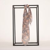 Piramit Naturel Eşarp | Bahar Nakışı - Gri - 90 x 90 cm