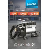 Piranha 11248 Mini Araç Hava Kompresörü | 12V 120W | 100 PSI Basınç Göstergeli | Çelik Gövdeli Lasti