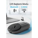 Piranha 7657 Sessiz Tuşlu Kablosuz Mouse / Bluetooth + 2.4GHz / Şarjlı & Kablosuz / Konforlu Kullanım