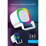 Piranha 7847 TWS RGB Bluetooth Hoparlör | 15W Ses | Kablosuz Şarj | BT 5.3 | USB & TF Kart Girişli