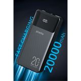 Piranha 9047 20000 mAh Powerbank 20W PD+QC Hızlı Şarj | Dahili Kablolu Type-C & Lightning | LED Ekran Taşına