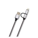 Piranha G 2 in 1 Mikro USB & iOS Kablo | 1.2 m | Mikro USB +Li ghtning Destekli Şarj & Data Kablosu