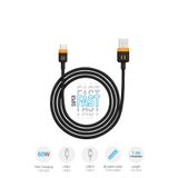 Piranha USB‑C - USB‑A Senkronizasyon ve Şarj Kablosu / 60W Hızlı Şarj / 1 Metre Örme Kablo / Type-C 3372