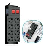 Piranha Winboss Isıya Dayanıklı Termal Akım Korumalı 2 Metre 16A 4000 W 8'li Priz ve 3 Usb Uzatma Kablosu - Siyah