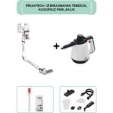 Pirantech ES-330 Pro Dikey Süpürge & CB-02A Buharlı Temizleyici - Beyaz