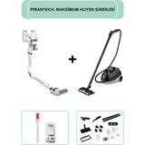 Pirantech ES-330 Pro Dikey Süpürge & CB-107C Profesyonel Buharlı Temizleyici - Siyah