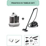 Pirantech KT-703 Koltuk ve Halı Yıkama Makinesi & CB-107C Çok Fonksiyonlu Buharlı Temizlik Makinası - Siyah
