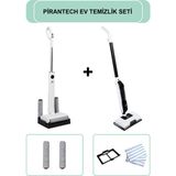 Pirantech M-210 Şarjlı Islak & Kuru Zemin Temizleyici & CB702 Buharlı Mop | Halı ve Sert Zemin Temizleyici - Beyaz
