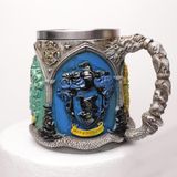 Piraye Gift Hufflepuff Gryfindor Slytherin Ravenclaw Figürlü Paslanmaz Çelik Kupa - Altın - Mavi
