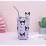 Piraye Gift Sanrio Kuromi Pipetli Figürlü Kupa Çelik - Mor