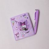 Piraye Gift Sanrio Kuromi Sevimli Mıknatıs Kapaklı Mini Defter Kalem Set
