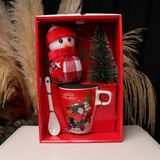 Piraye Gift Seramik Işıklı Çam Ağacı Noel Baba Yılbaşı Kupa Bardak Seti - Kırmızı
