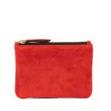 Pirci Süet Deri Mini Pouch Kırmızı Kadın Cüzdan
