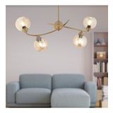 Pireal 4'lü Sıralı Eskitme Bal Camlı Modern Oturma Odası Salon Avize
