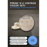 Pirinç 6'Li Yuzuk Seti 7-8 Numara Adjustable Vintage Stil Bayan Aksesuari Bx-313718