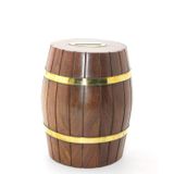 Pirinç Ahşap Fıçı Kumbara 15 Cm WB538