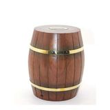 Pirinç Ahşap Fıçı Kumbara 18 Cm