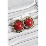 Pirinç Bordo Vintage Model Gold Renk Kadın Küpe - Lisinya