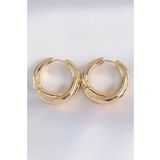Pirinç Gold Renk Asimetrik Kıvrım Küpe