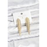 Pirinç Gold Renk Balık Sırtı Model Zirkon Taşlı Kadın Küpe - Tj-Bkp11516