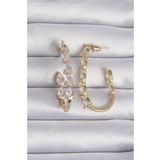 Pirinç Gold Renk Damla Zirkon Taş Tasarımlı Küpe - TJ-BKP9198