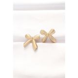 Pirinç Gold Renk Fiyonk Küpe - TJ-BKP8881
