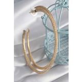 Pirinç Gold Renk Hasır Halka Model Zirkon Taş Detay Kadın Küpe - TJ-BKP8505