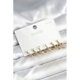 Pirinç Gold Renk Kalp Yıldız Ve Halka Model 925 Ayar Gümüş Çivili Kadın Küpe Seti Eb-53-Vice/(1395) 3004