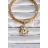 Pirinç Gold Renk Nazar Boncuklu Saçaklı Yıldız Figür Ajda Charm -1492