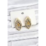 Pirinç Gold Renk Sarmal Damla Model Vintage Kadın Küpe