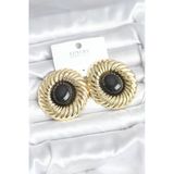 Pirinç Gold Renk Siyah Boncuklu Vintage Kadın Küpe Eb-53-Vice/(1395) 3347