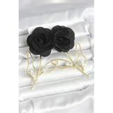 Pirinç Gold Renk Siyah Gül Model Kadın Küpe - Tj-Bkp11369 Tg-1395 346367